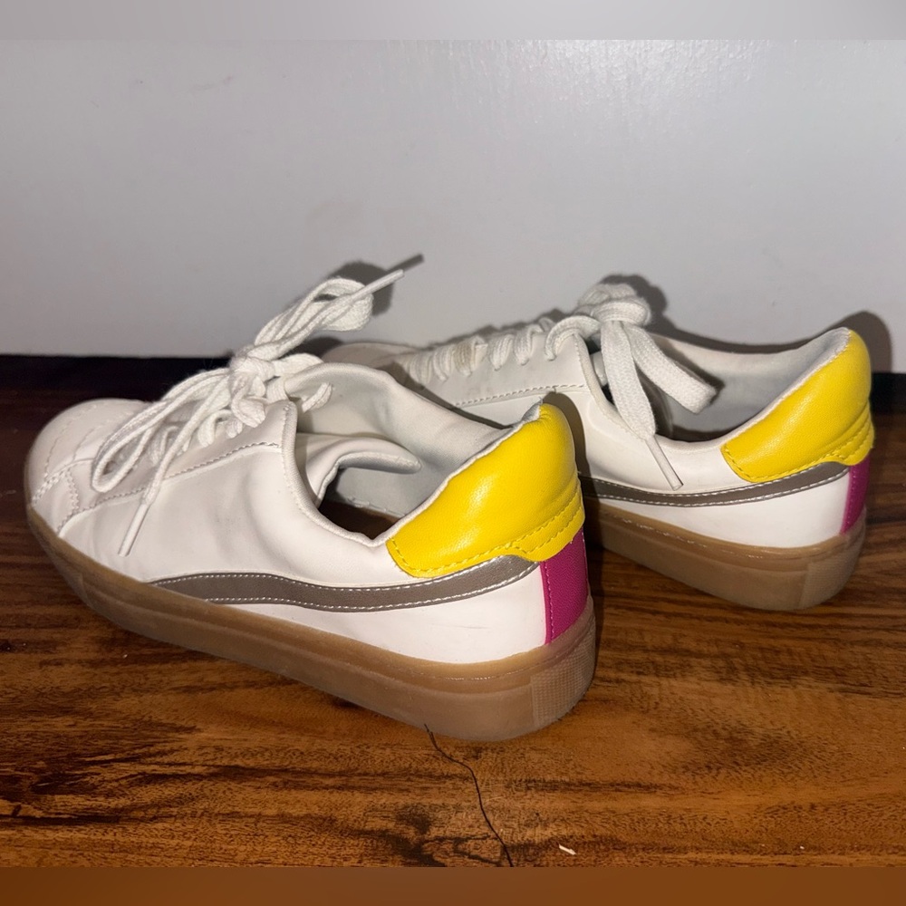 Stylish White and Yellow Women's Sneakers